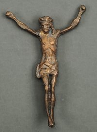 Kleine Bronzeplastik, gekreuzigter Jesus