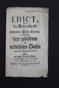 Edikt über Hehlerei der Juden 1747