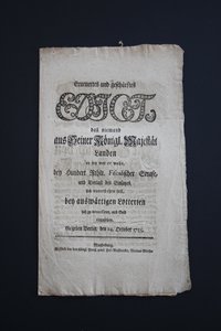 Edikt gegen den Einsatz bei auswärtigen Lotterien 1755
