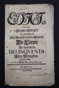 Edikt über das Verfahren mit toten Delinquenten 1735