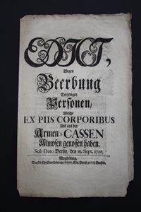 Edikt über Nachlass 1726