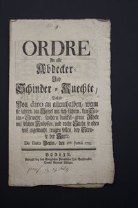 Kleiderordnung Abdecker & "Schinder-Knechte" 1733