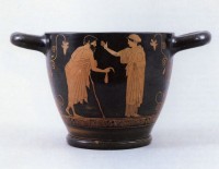 Skyphos, attisch-rotfigurig, Amphitrite Maler. Um 460 v. Chr.