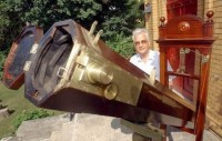 Siebenfüßiges Spiegelteleskop nach Newton in der Herschelschen Aufstellung