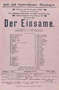 Der Einsame, 12. 12. 1920 (Hof- und Landestheater Meiningen, Theaterzettel)