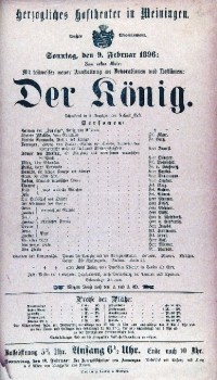 Der König, 09. 02. 1896 (Herzogliches Hoftheater in Meiningen, Theaterzettel)
