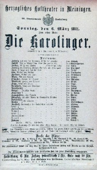 Die Karolinger, 06. 03. 1881 (Herzogliches Hoftheater in Meiningen, Theaterzettel)