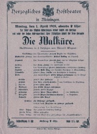 Die Walküre, 01. 04. 1918 (Herzogliches Hoftheater in Meiningen, Theaterzettel)