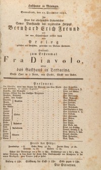 Fra Diavolo oder Das Gasthaus in Terracina., 17. 12. 1831 (Hoftheater in Meiningen, Theaterzettel)