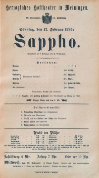 Sappho, 17. 02. 1895 (Herzogliches Hoftheater in Meiningen, Theaterzettel)