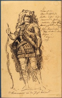 Hermann von der Jagd kommend (Kostümzeichnung zu "Die Hermannsschlacht")