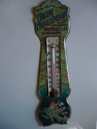 Reklameschild mit Thermometer der Familie Salfeldt & Co. Nordhausen