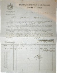 Rechnung der Familie Schiff & Sander von 1898