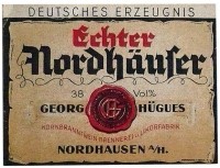 Etikett der Familie Georg Hügues "Echter Nordhäuser"
