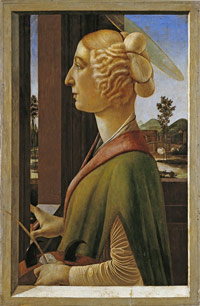 Sandro Botticelli (Allessandro Filipepi): Bildnis einer Dame. Um 1475
