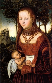 Lucas Cranach d. Ä.: Junge Mutter mit Kind (sog. »Buße des heiligen Johannes Chrysostomos«). 1525