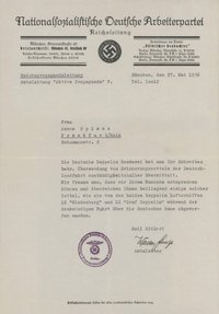 Brief der NSDAP-Reichspropagandaleitung, München, bezüglich Propagandaflugblätter der Deutschlandfahrt 1936