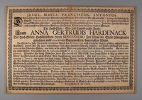 Totenzettel für Anna Gerturdis Hardenack