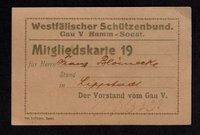 Fotokopie einer Mitgliedskarte des Westfälischen Schützenbundes