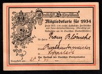 Mitgliedskarte: Deutscher Schützenbund 1934