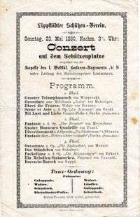 Plakat : Konzertbekanntmachung des Lippstädter Schützenvereins 1880