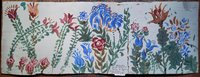 Skizze florale Motive und Farbproben