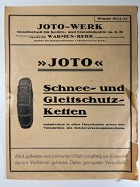 "JOTO" Schnee- und Gleitschutzketten (Faltblatt von 1934/35)