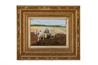 Porzellanbild "Bauer auf dem Felde"